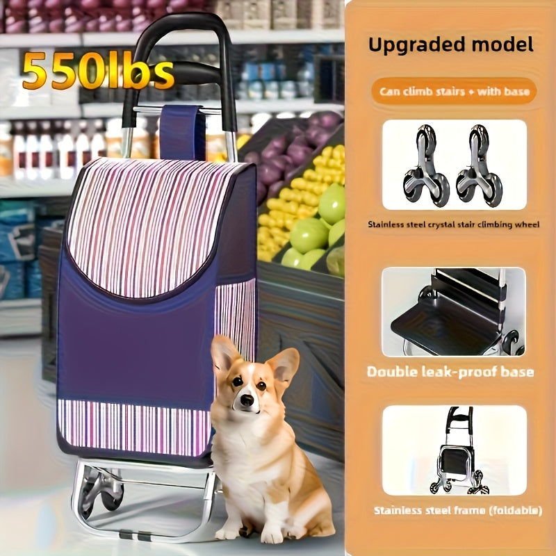 1 Insulated Shopping Cart, Suitable For Grocery Shopping, Insulated Small Cart, Portable Shopping Cart, Heavy, Suitable For Elderly Shopping Cart, Foldable