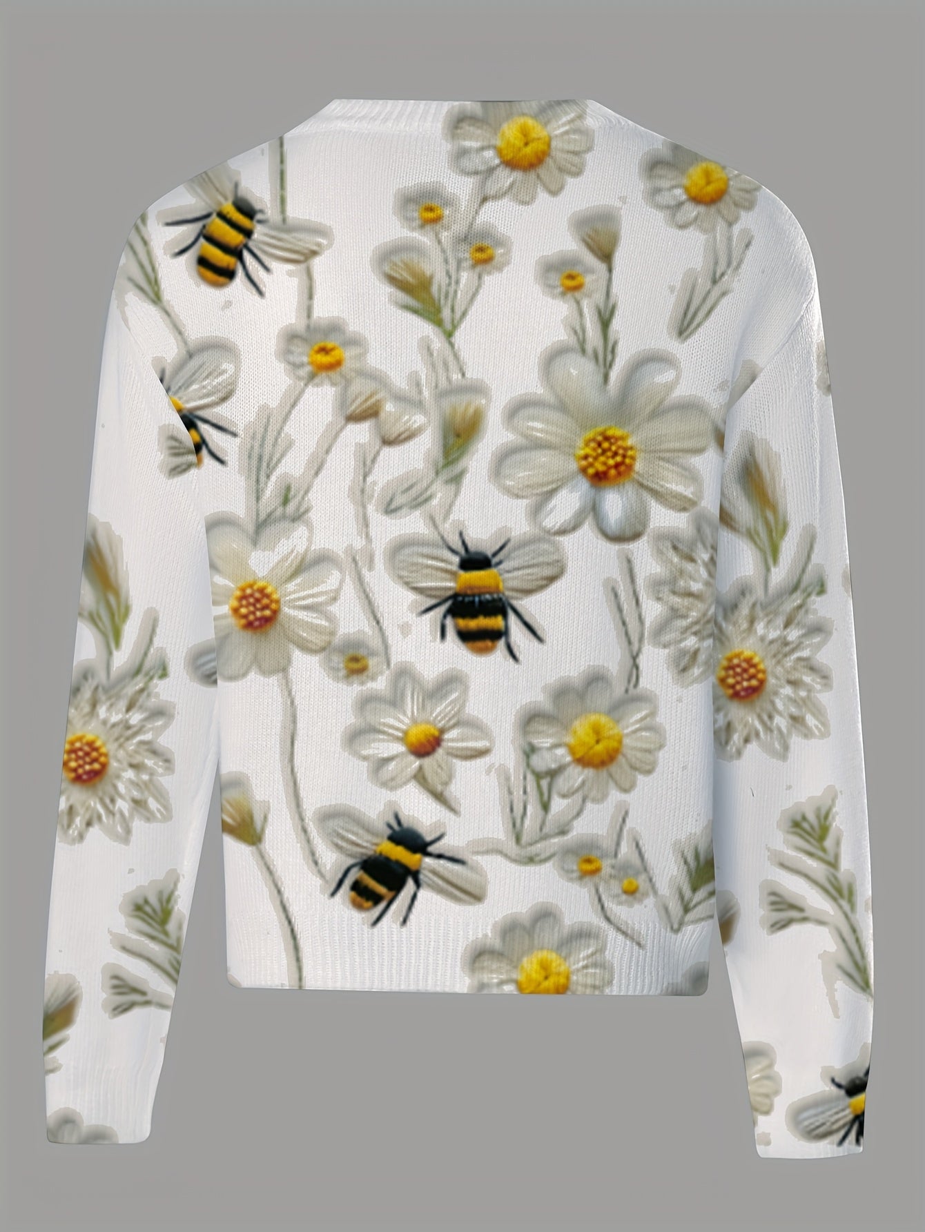 New Fashionable Flower Printed Button Cardigan