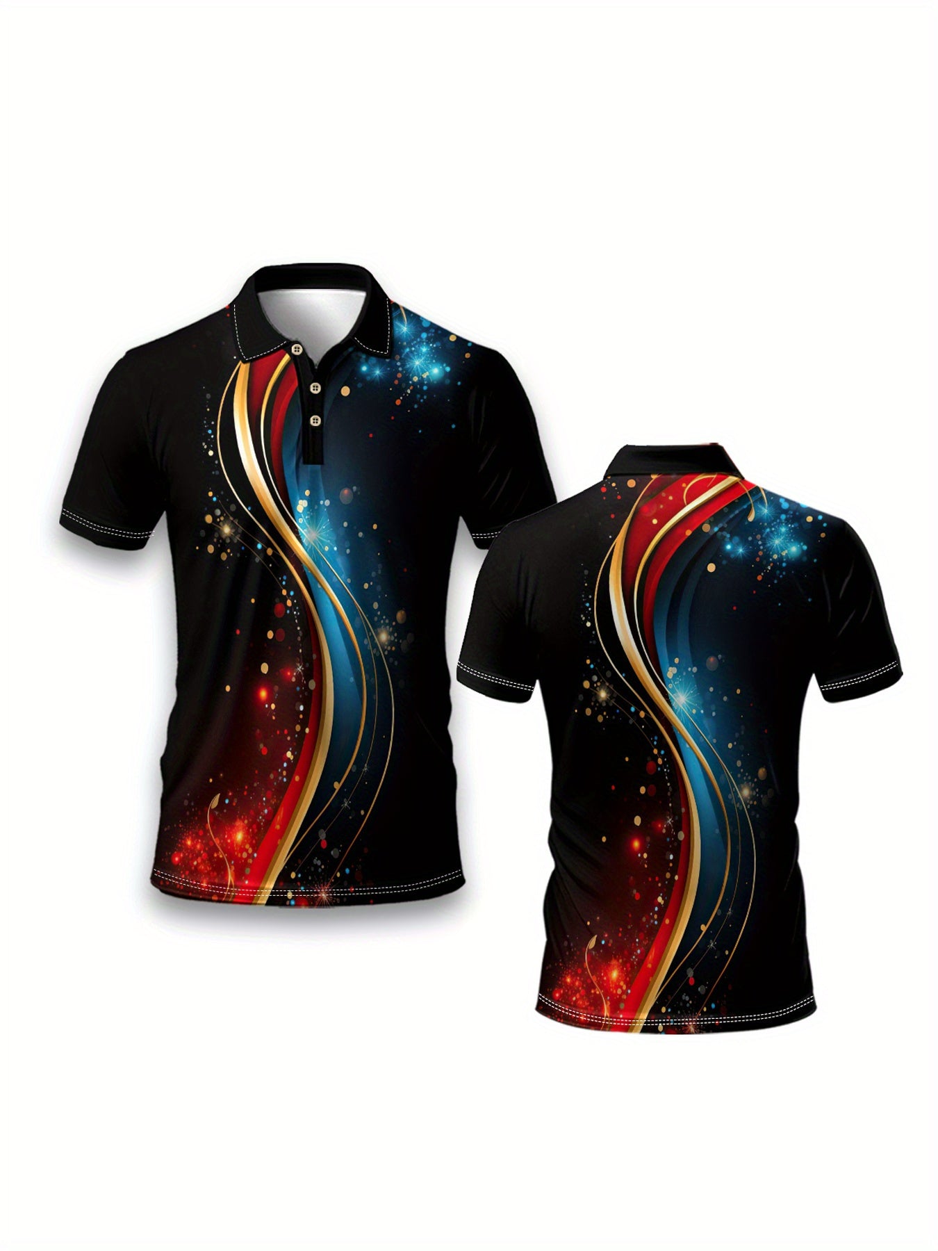 Men'S Colorful Light Dot Print Short Sleeve Sports POLO Shirt