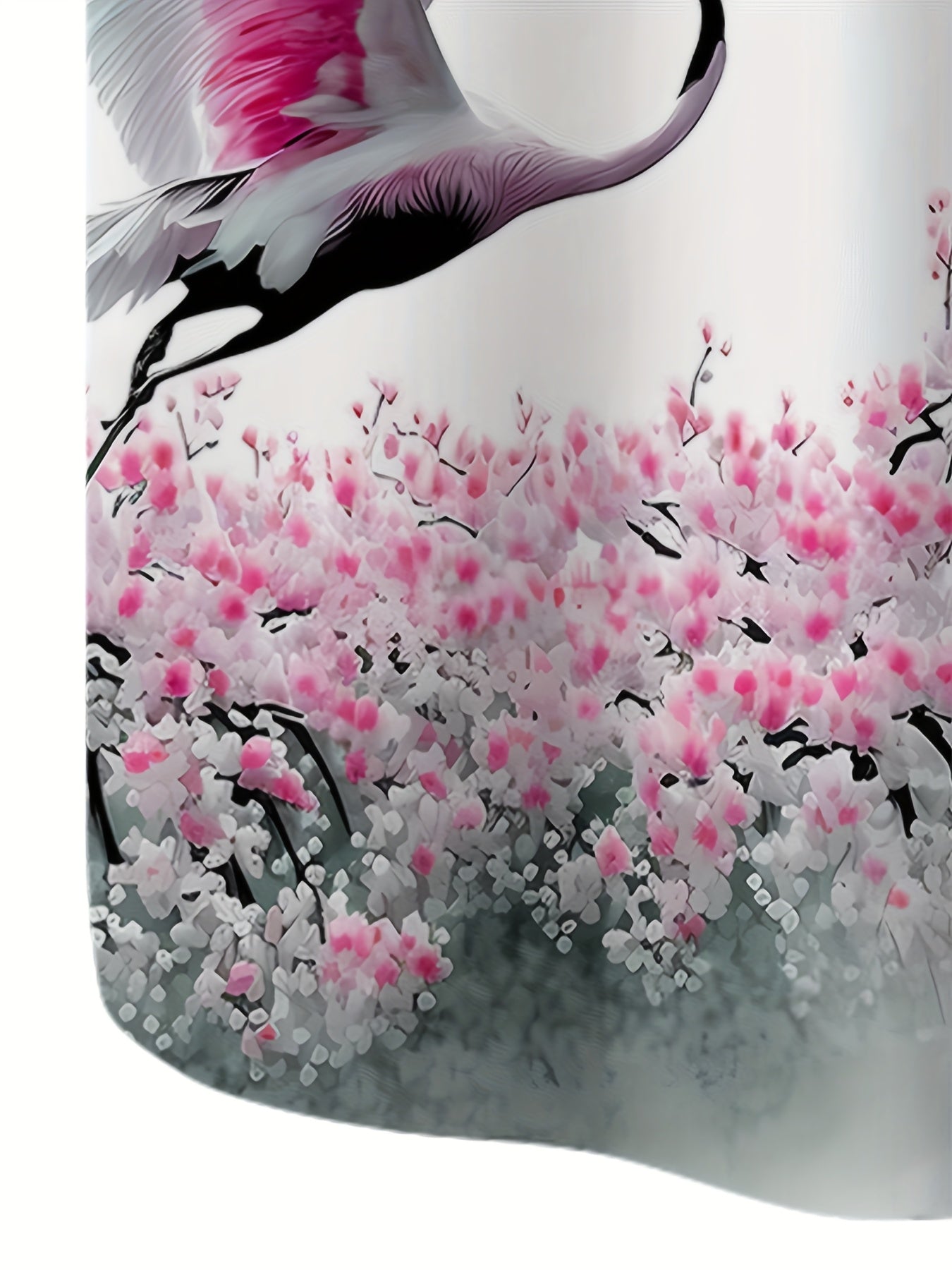 Men's Lightweight Polyester Short-Sleeve Shirt with Vibrant Red-Crowned Crane & Cherry Blossom Print, Casual Lapel Collar, Summer Fashion Top for Adults & Teens, Beach Attire | Vibrant Pattern Tee | Glossy Finish Shirt
