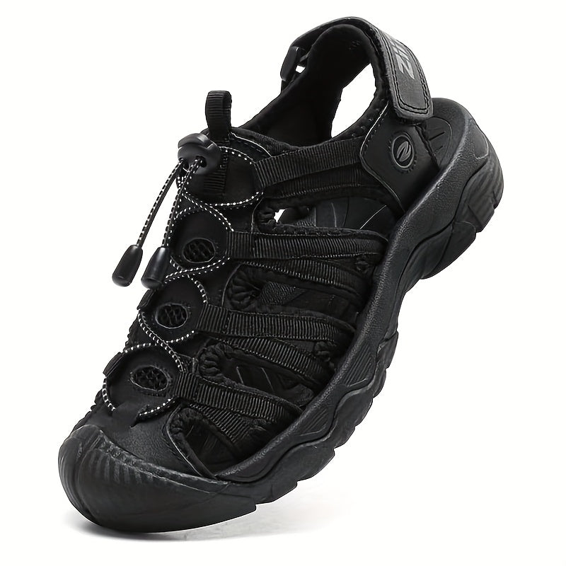 Women's Lightweight Closed-Toe Hiking Sandals - High Quality Leather Upper, Cushioned EVA Insole & Non-Slip Rubber Sole with Adjustable Bungee Laces for Summer Outdoor Activities, Beach, Hiking, Water Sports, Hiking Accessori