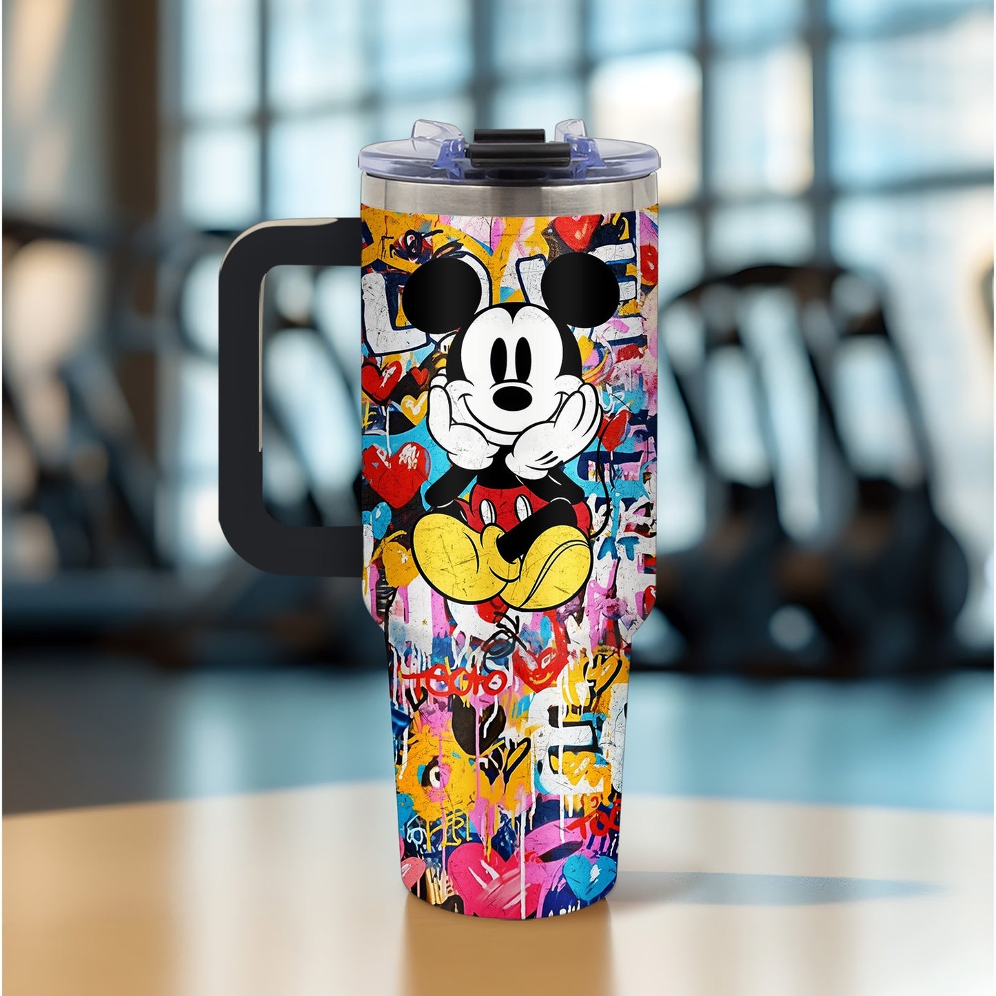 40oz Disney Mickey Mouse Stainless Steel Tumbler with Lid & Straw, BPA-Free, Vibrant Inkjet Design, Keeps Drinks Hot or Cold, Perfect for Camping, Indoor Use, and Gifts, Indoor Beverage Cup | Playful Graphic Cup | Easygrip Ha