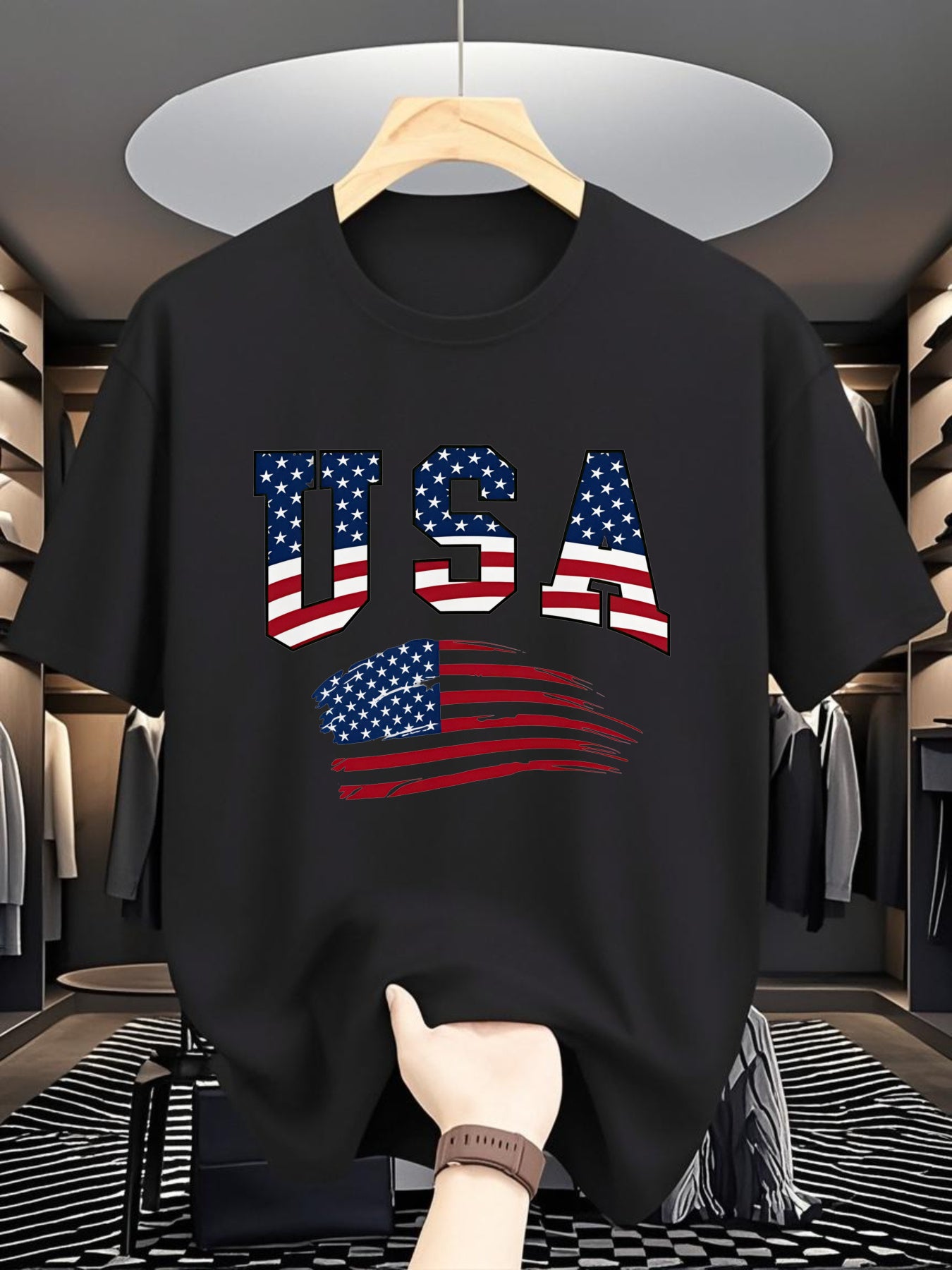 USA Flag Print White T-Shirt | Summer, Short Sleeve T-Shirt, Casual Summer Wear | Fashion Print | Comfortable Wear