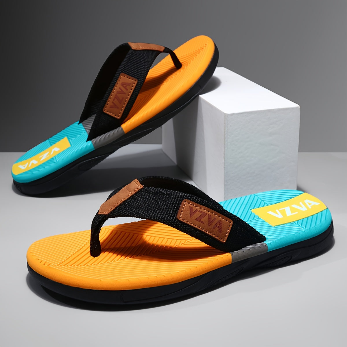 Men's Fashion Flip-flops, Comfortable Non-slip Casual EVA Sole Thong Sandals for Men's Outdoor Sports, Summer