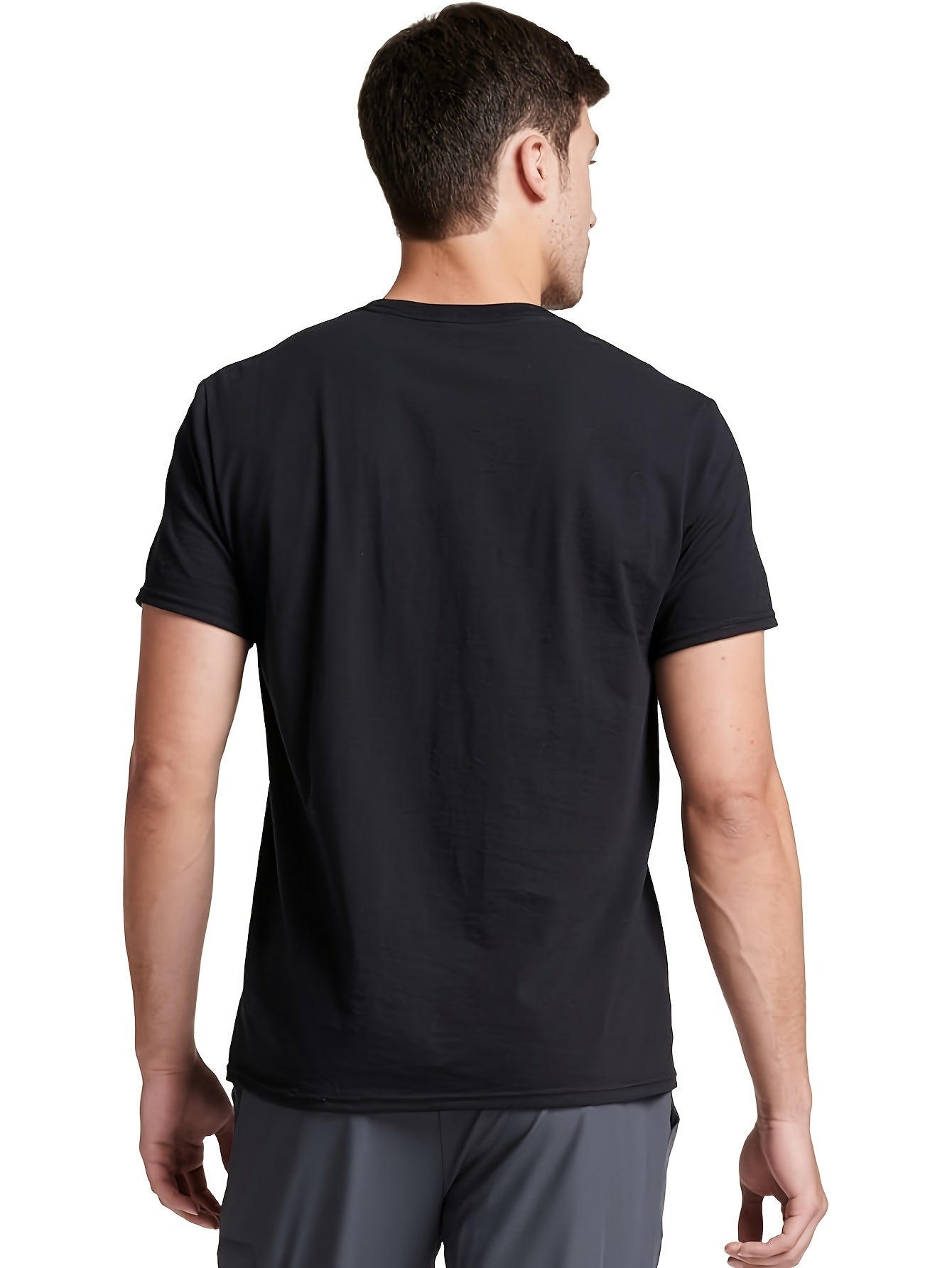 Men's Squad Graphic Cotton T-Shirt - Black Casual Short Sleeve Tee with Vibrant Character Print, Regular Fit for Casual Attire & Sports, Machine Washable, Leisure Clothing, Bold Lettering, Easy Care, Printed Shirt, Sports Ent