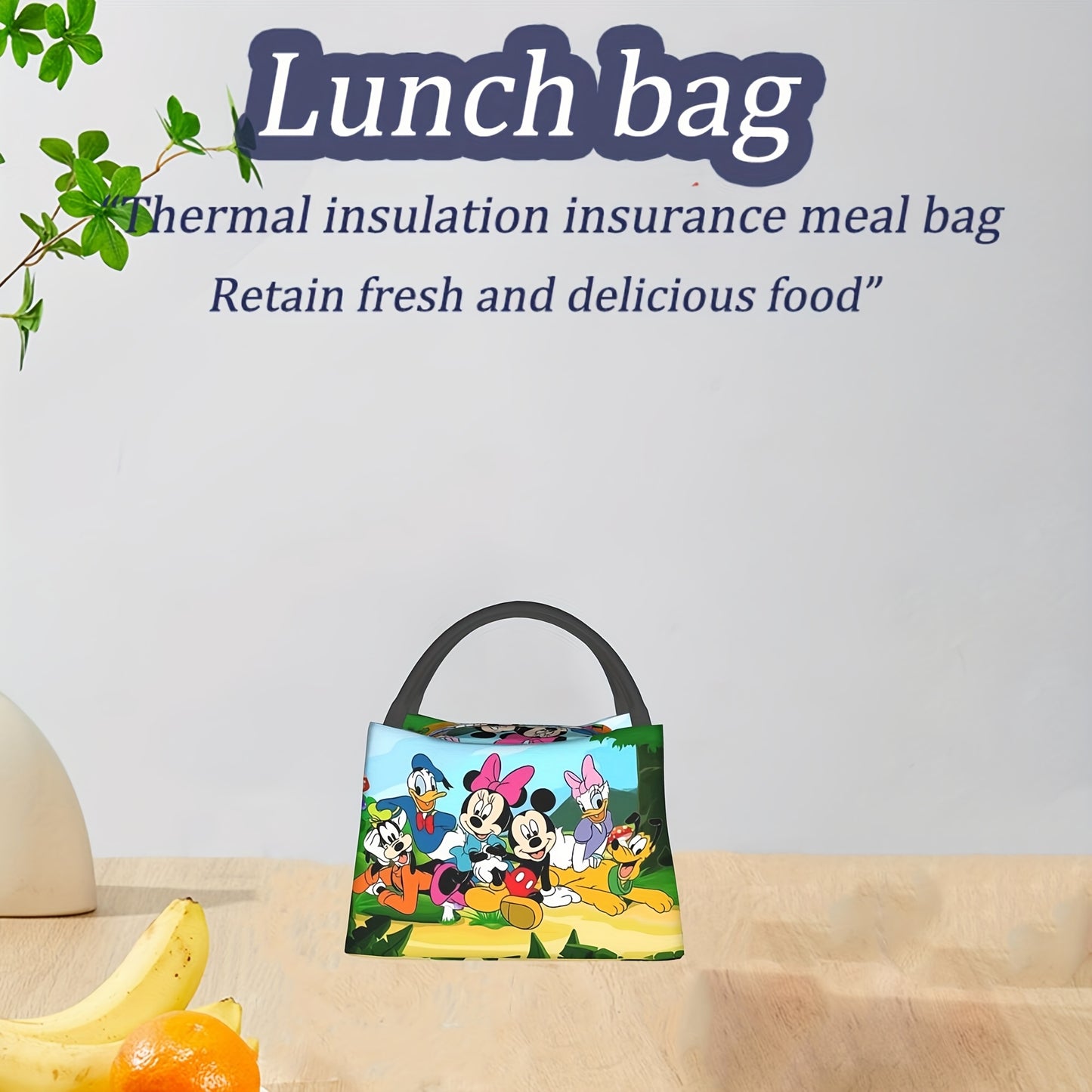 1pc Mickey Mouse & Donald Duck Insulated Lunch Bag - Reusable, Vibrant Character Design, Perfect for Home, Office, or Outdoor Use - Ideal Birthday or Holiday Gift for Friends and Family, Cartoon Lunch Bag