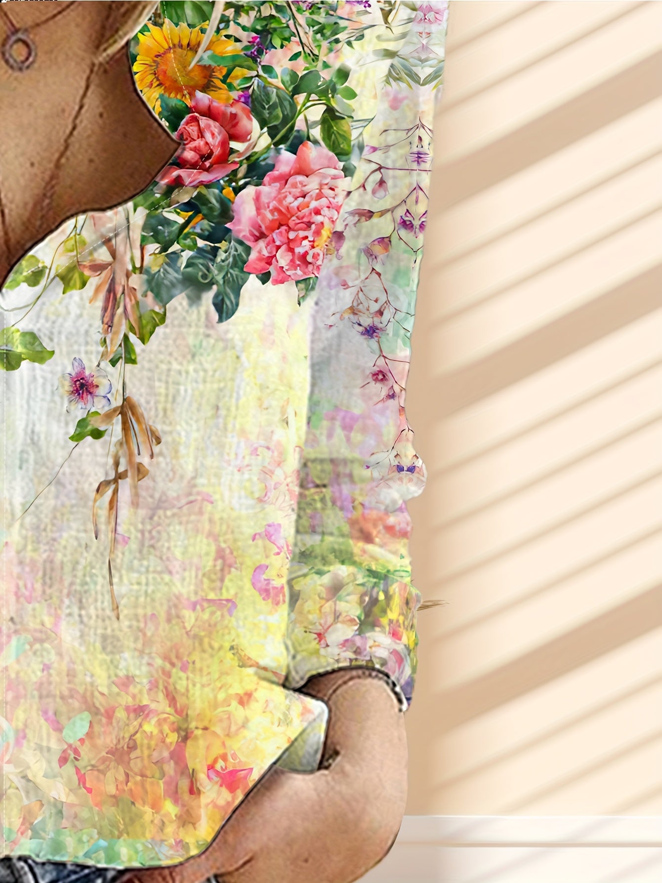 Women'S Floral Print Long Sleeve Button-Up Shirt - Vibrant Tie-Front Design, Casual Spring/Fall Fashion, Lightweight Polyester, Multiple Colors Available, Floral Print Blous