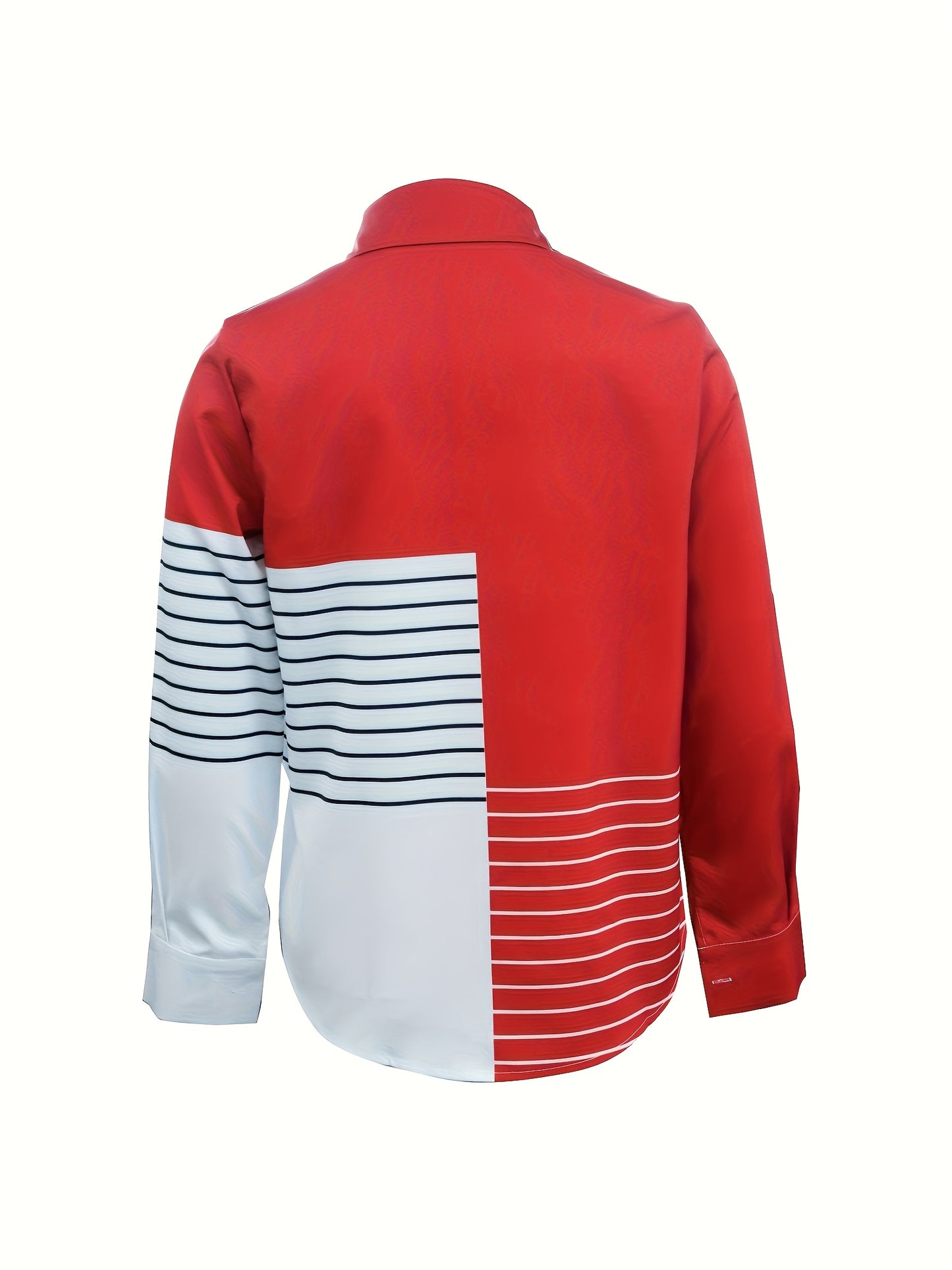 Women'S Casual Striped Button-Up Shirt - Red & White Vertical Stripes, Short Sleeve, Collar, Lightweight Polyester, Perfect for Spring/Fall, Ladies T Shirts