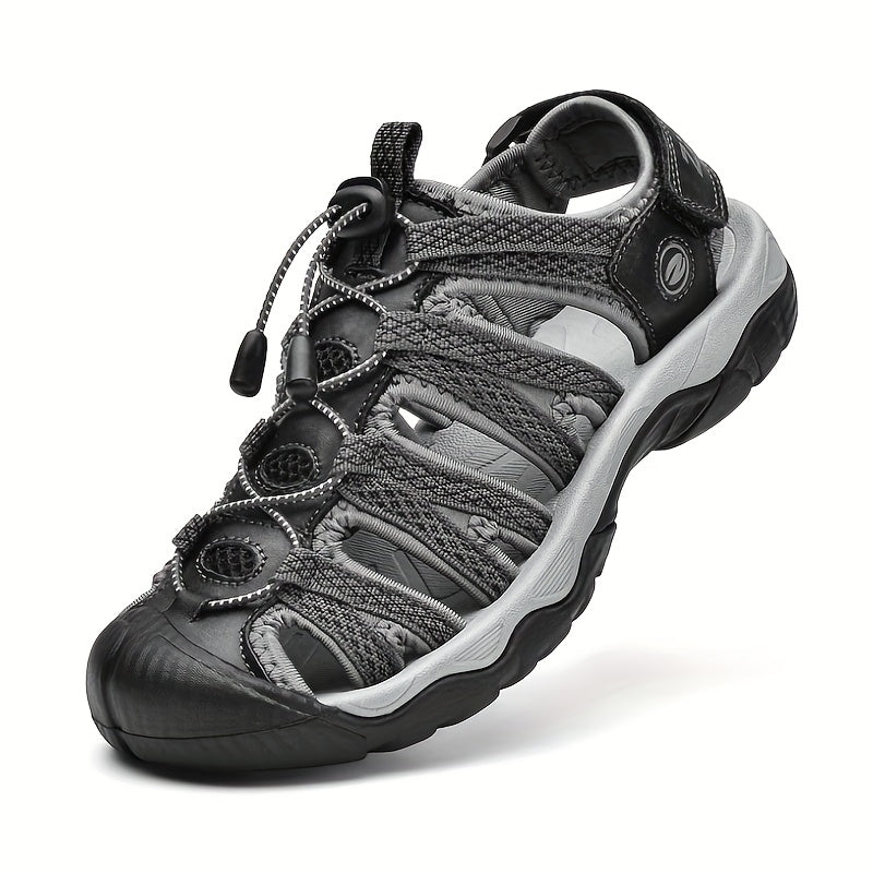 Women's Lightweight Closed-Toe Hiking Sandals - High Quality Leather Upper, Cushioned EVA Insole & Non-Slip Rubber Sole with Adjustable Bungee Laces for Summer Outdoor Activities, Beach, Hiking, Water Sports, Hiking Accessori