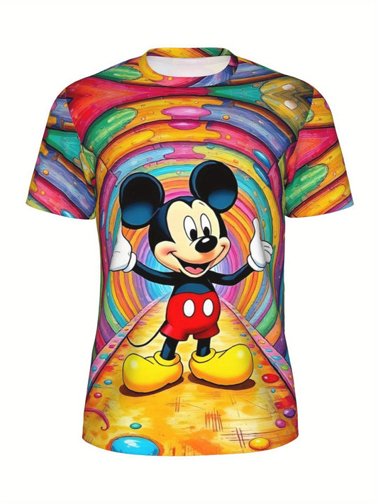 [Plus Size Women'S T-shirt] Disney Short Sleeved Lightweight Top Casual Shirt Suitable for Fitness, Yoga, Sports, Outdoor Activities Summer Vacation Clothing Mickey Mouse