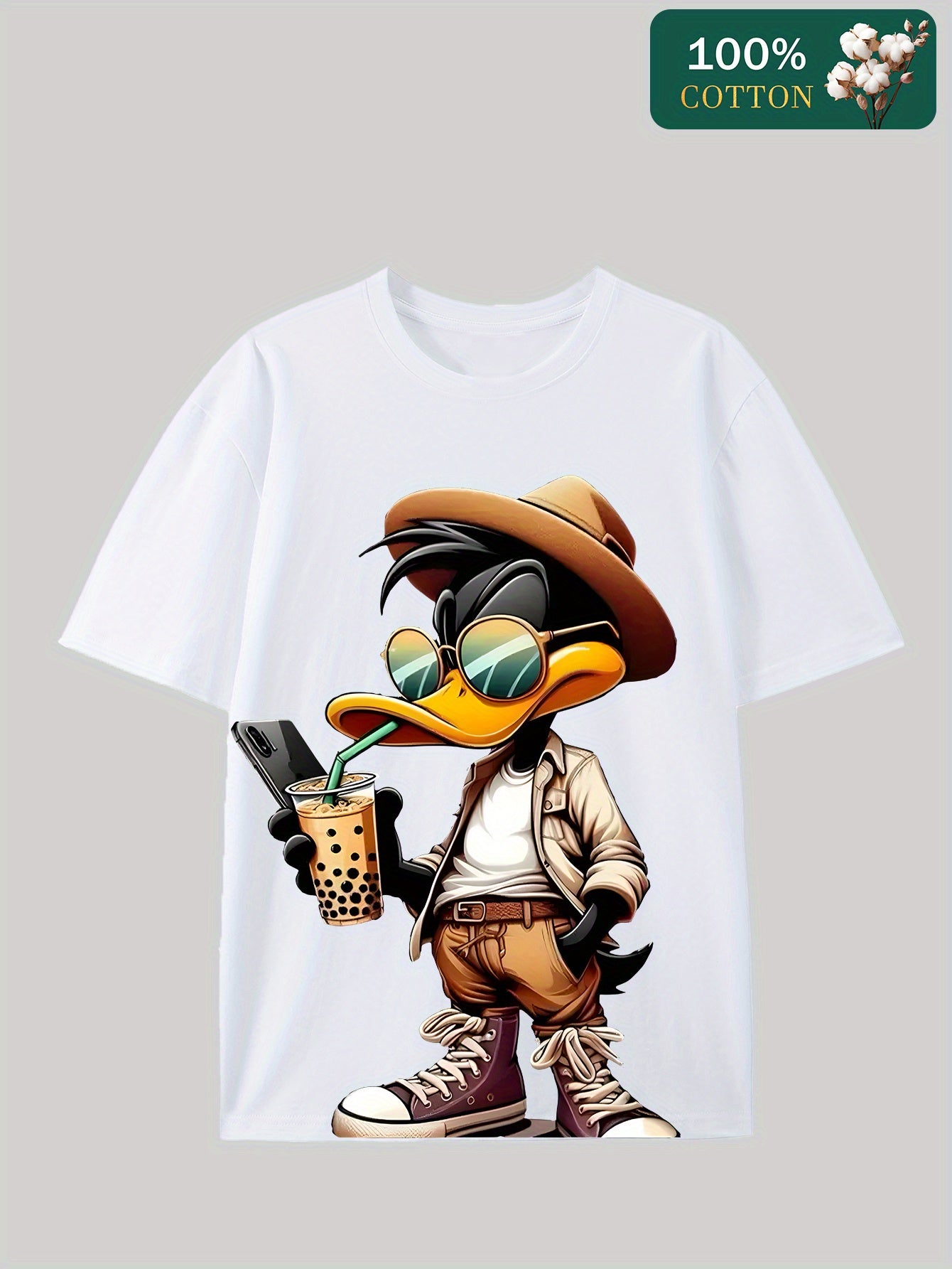 [Cotton T-Shirt] Pure Cotton 220G Men's Round Neck Short Sleeved T-Shirt | 3.9 Orientation Interesting Dako Duck Printing Casual And Comfortable for Summer