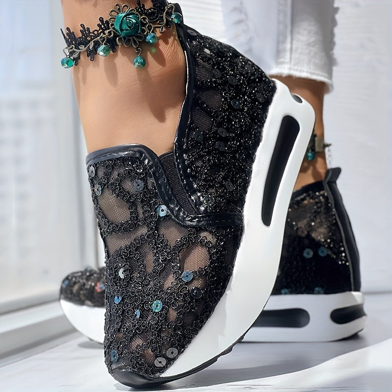 [Abstract Sneakers] Casual Abstract Print Wedge Sneakers | Side Lace-up - Without Anklet