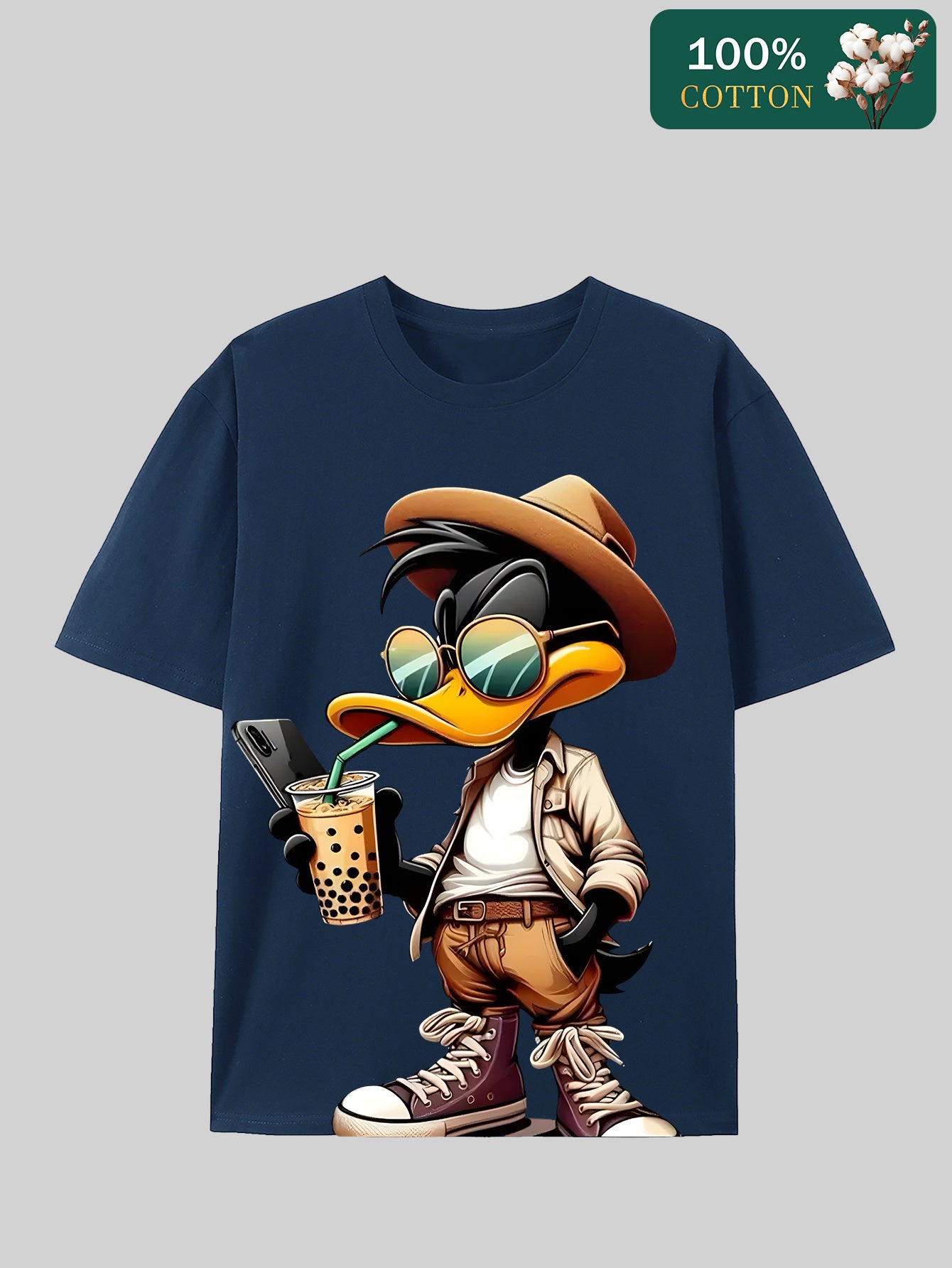 [Cotton T-Shirt] Pure Cotton 220G Men's Round Neck Short Sleeved T-Shirt | 3.9 Orientation Interesting Dako Duck Printing Casual And Comfortable for Summer