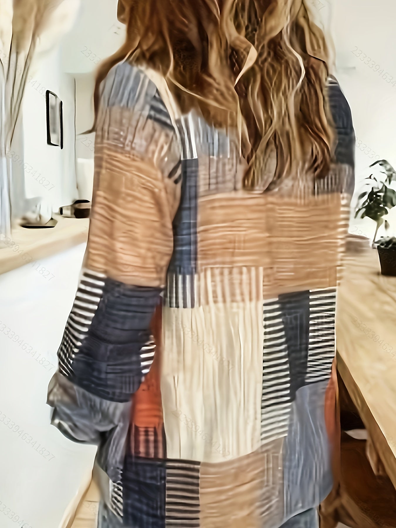 [Retro Shirt] Retro Geometric Print Long Sleeve Shirt | Women's Casual Button-Up Collared Top with Multi-Color Patchwork Design, Machine Washable Non-Stretch Fabric for Spring Summer Fall, Seasonal Fashion, Easy Care Clothing