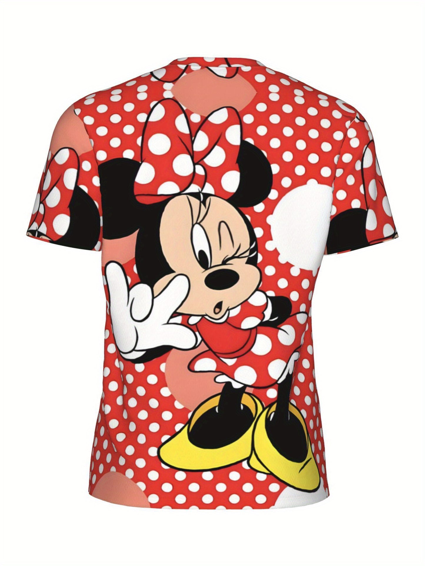 [Disney Minnie Mouse Tee] Disney Minnie Mouse Plus Size Women's Graphic T-Shirt | Lightweight Stretchy Short Sleeve Top with Polka Dot & Bow Design for Summer, Fitness, Yoga, Casual Wear, Yoga Clothing, Nontransparent Materia