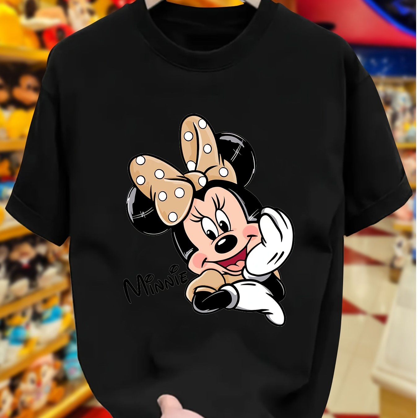 [Disney Mickey Tee] Disney 100% Cotton Women's Mickey & Minnie Mouse Graphic T-Shirt | Loose Fit Short Sleeve Round Neck Casual Tee for All-Season Comfort, Machine Washable Clothing
