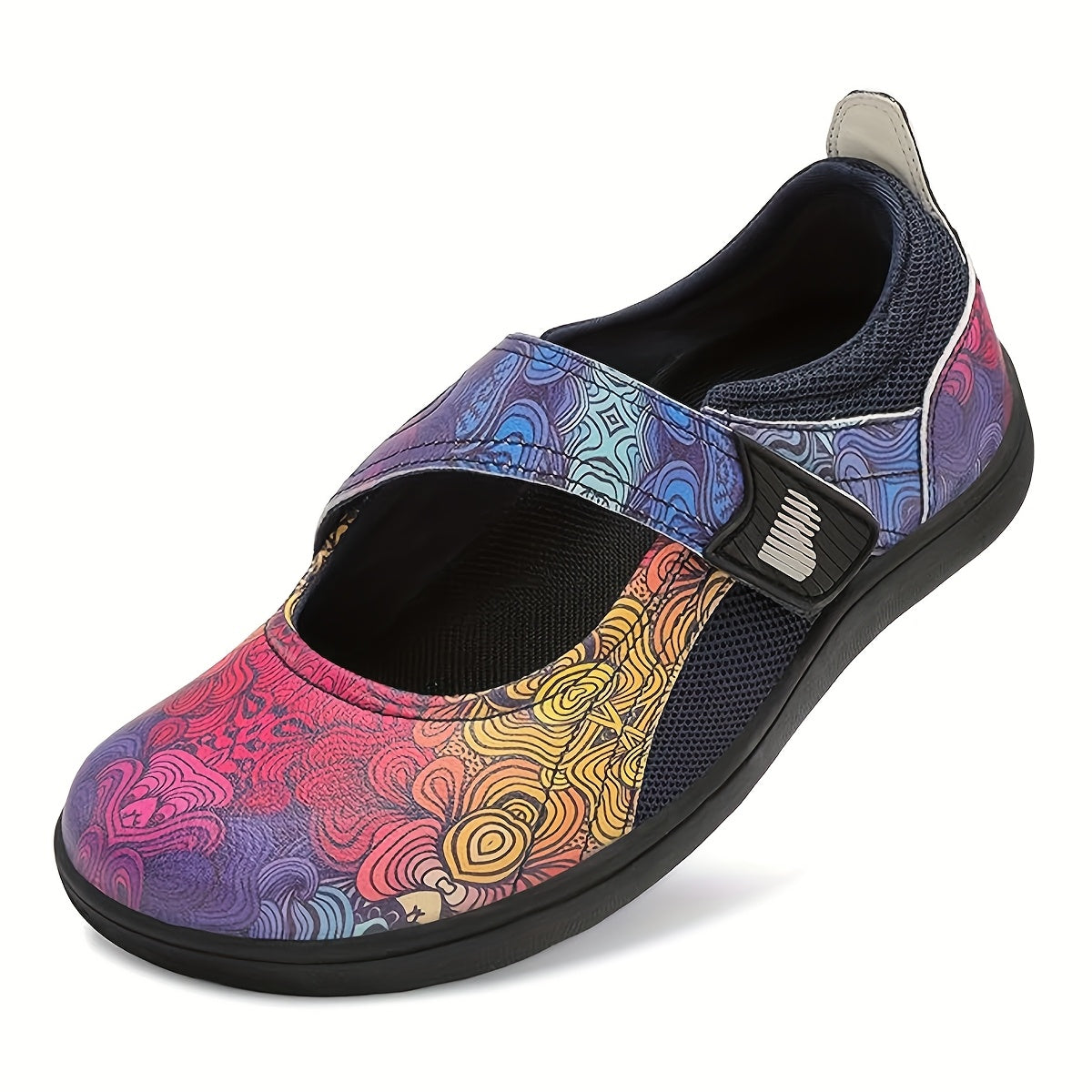 Women'S Plus Size Flat Shoes, Mary Jane Retro Design Walking Shoes, Adjustable Wide Toe, Suitable For All Seasons, Fitness Shoes, Casual Flat Shoes