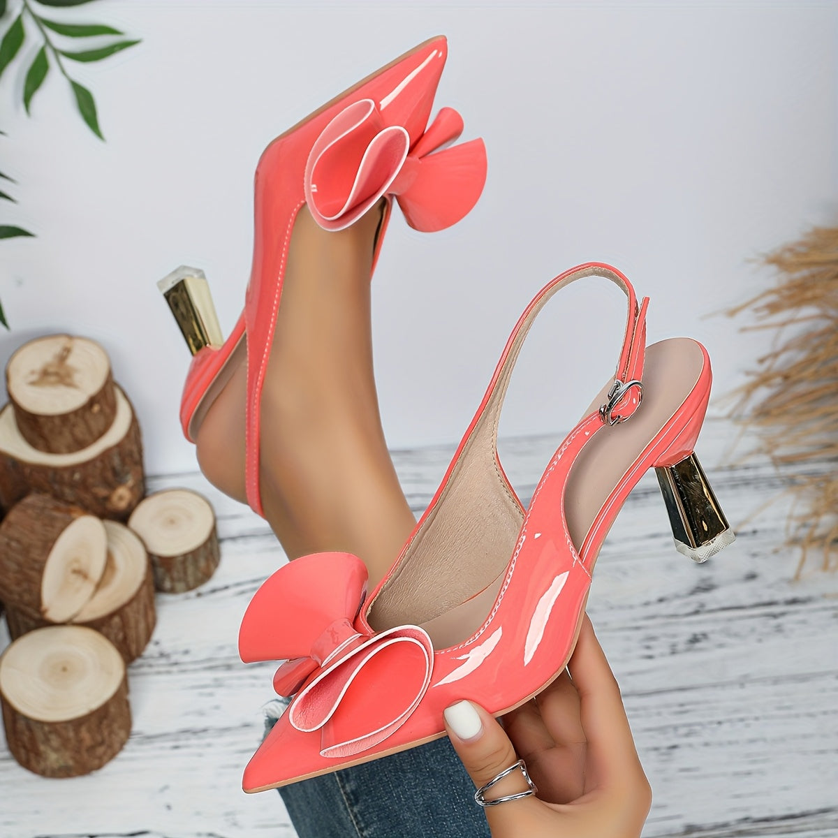 Comfortable Lightweight Single Shoes with Elegant Trumpet Flower Tips Pointed Tips and Summer Shallow Mouth Heels
