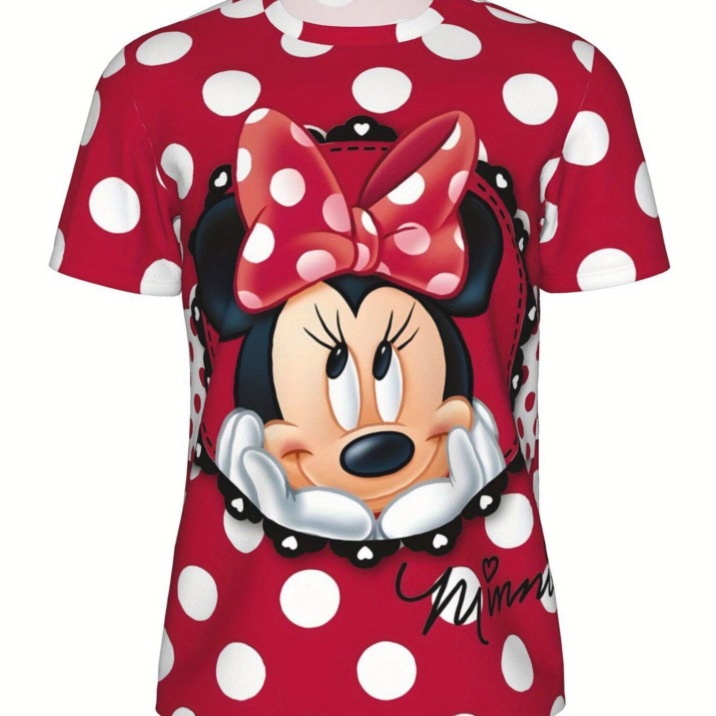 [Plus Size Minnie Mouse] Lightweight Breathable Plus Size Minnie Mouse T-Shirt | Short Sleeve, Round Neck, Casual Summer Top for Women, Perfect for Yoga, Sports, Outdoor Activities & Vacation