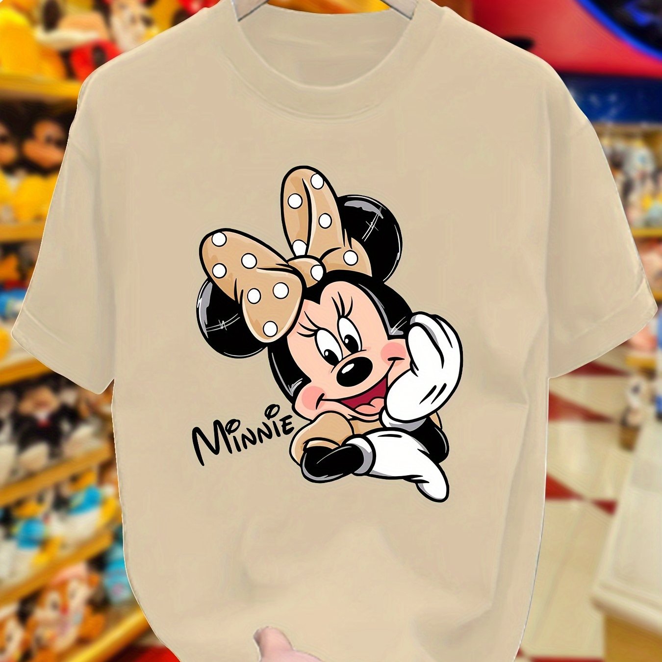 [Disney Mickey Tee] Disney 100% Cotton Women's Mickey & Minnie Mouse Graphic T-Shirt | Loose Fit Short Sleeve Round Neck Casual Tee for All-Season Comfort, Machine Washable Clothing