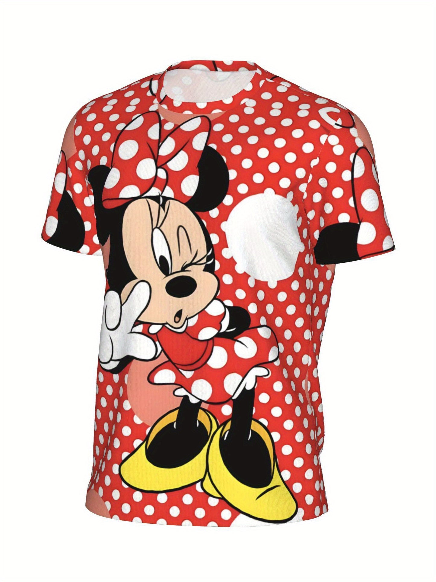 [Disney Minnie Mouse Tee] Disney Minnie Mouse Plus Size Women's Graphic T-Shirt | Lightweight Stretchy Short Sleeve Top with Polka Dot & Bow Design for Summer, Fitness, Yoga, Casual Wear, Yoga Clothing, Nontransparent Materia