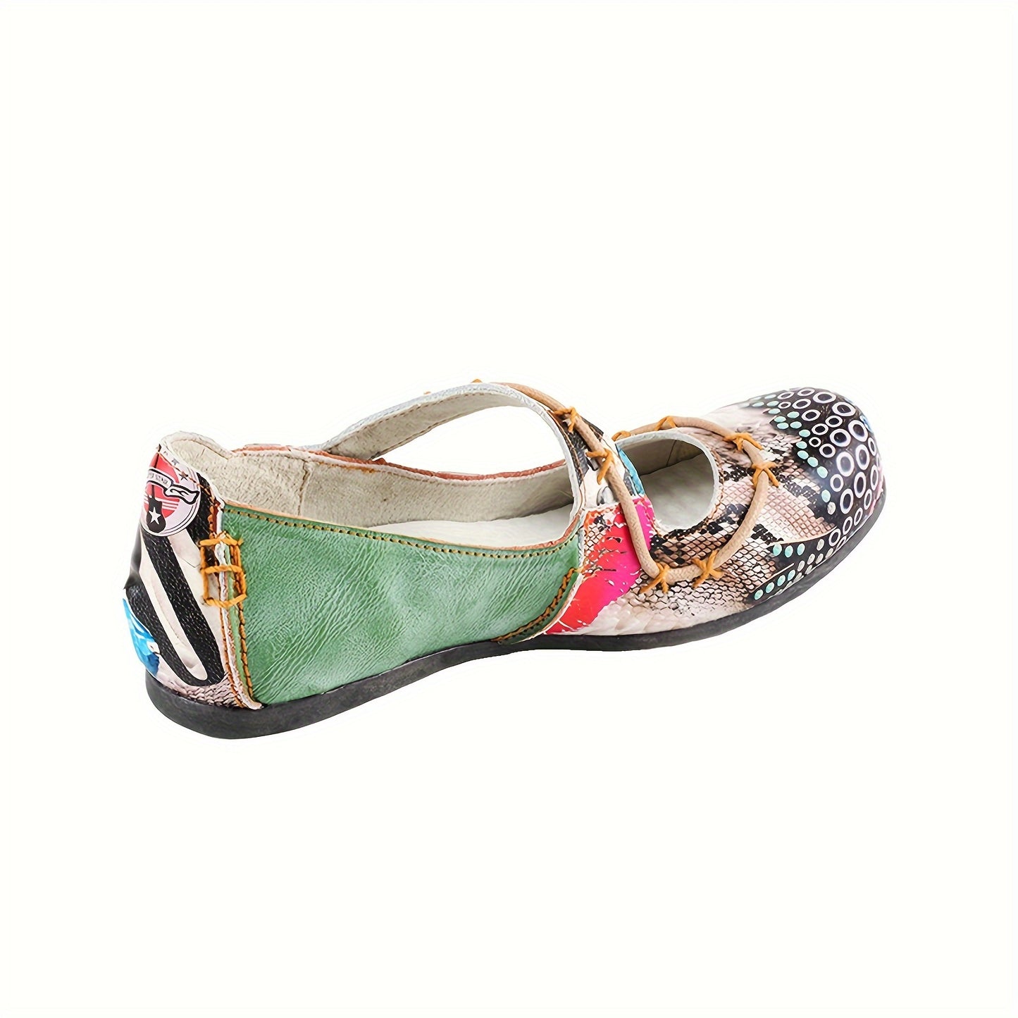 TMA EYES 2024 Women'S Slip-On Flat Shoes - Colorful Circular Print Cover Upper, Hand-Sewn Stitching, Non-Slip TPR Sole, Breathable Summer Casual Shoes for Casual Attire, Unique Shoe Design