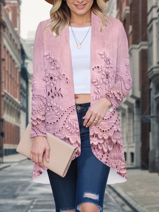 Plus Size - Vintage Pattern Cardigan - Women'S Fashion Street Style Clothing, Women'S Plus-Size Outerwear Cape