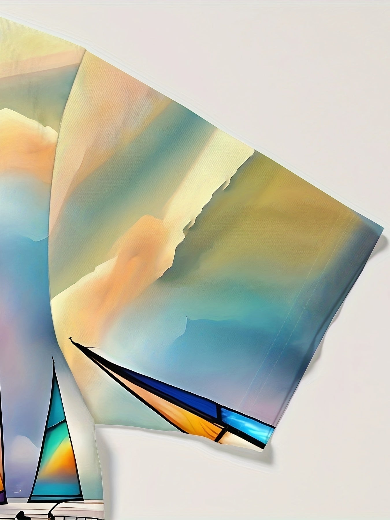 Sailboat Geometric Print Nautical Art Men's Stylish Round Neck Graphic Tee 3D Print Comfort Fit Summer Daily Wear Casual Streetwear Boyfriend Gift