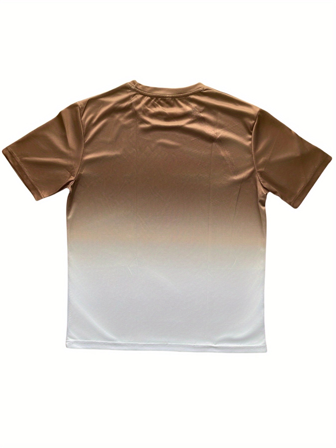 [Summer T-Shirt] Quick-Dry Breathable Men's Summer Short-Sleeve Crewneck T-Shirt | Dual-Tone Gradient Coconut Tree Print, 100% Polyester, Regular Fit Casual Tee for Teens & Adults, Home & Outdoor Activities