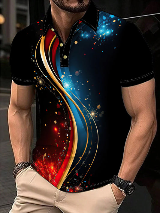 Men'S Colorful Light Dot Print Short Sleeve Sports POLO Shirt