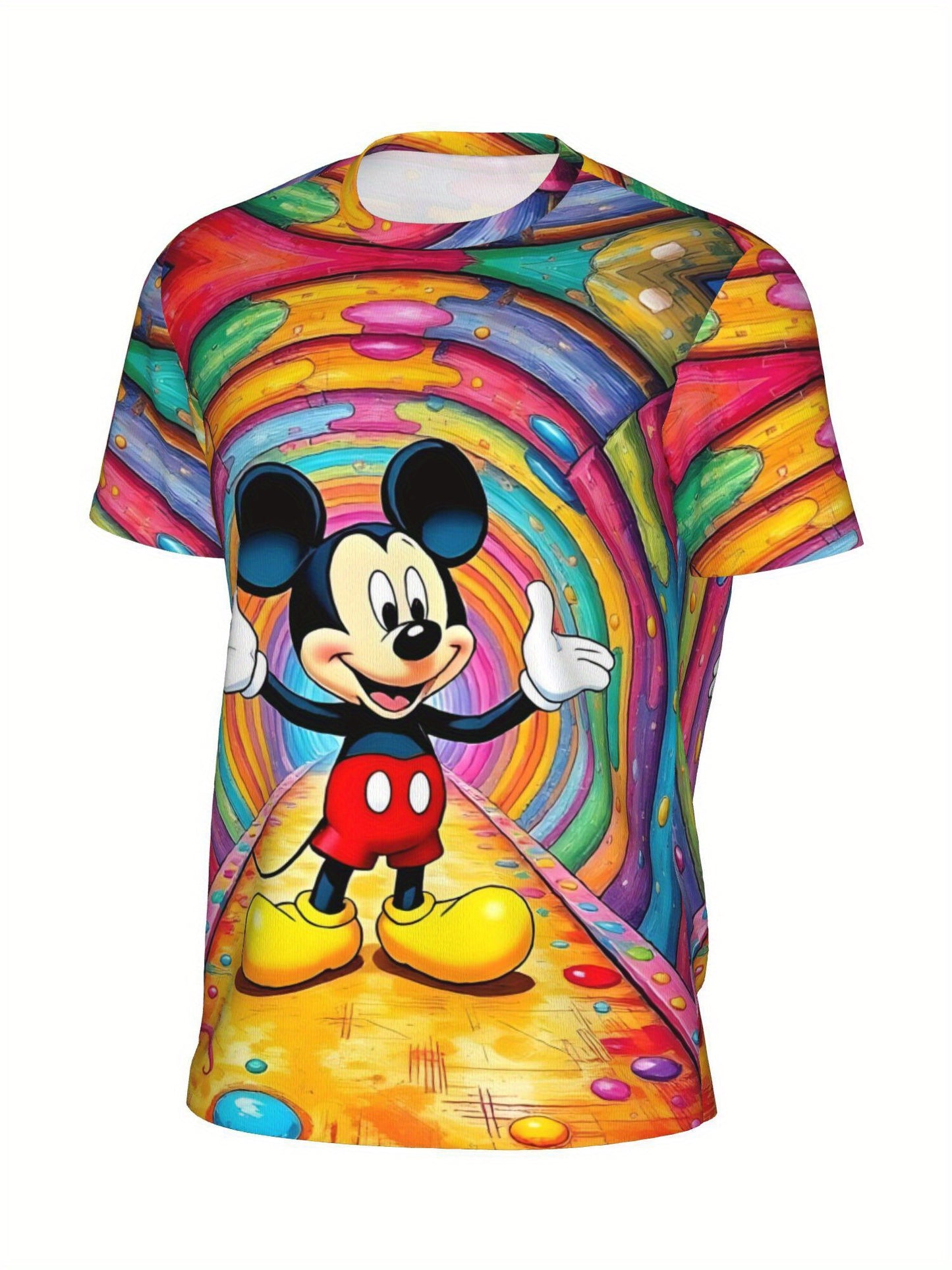 [Plus Size Women'S T-shirt] Disney Short Sleeved Lightweight Top Casual Shirt Suitable for Fitness, Yoga, Sports, Outdoor Activities Summer Vacation Clothing Mickey Mouse