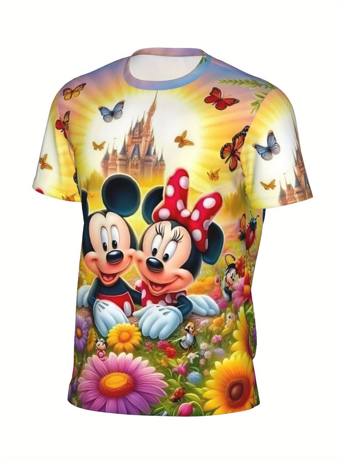 [Plus Size Women'S T-shirt] Disney Short Sleeved Lightweight Top Casual Shirt Suitable for Fitness, Yoga, Sports, Outdoor Activities Summer Vacation Clothing Mickey Mouse