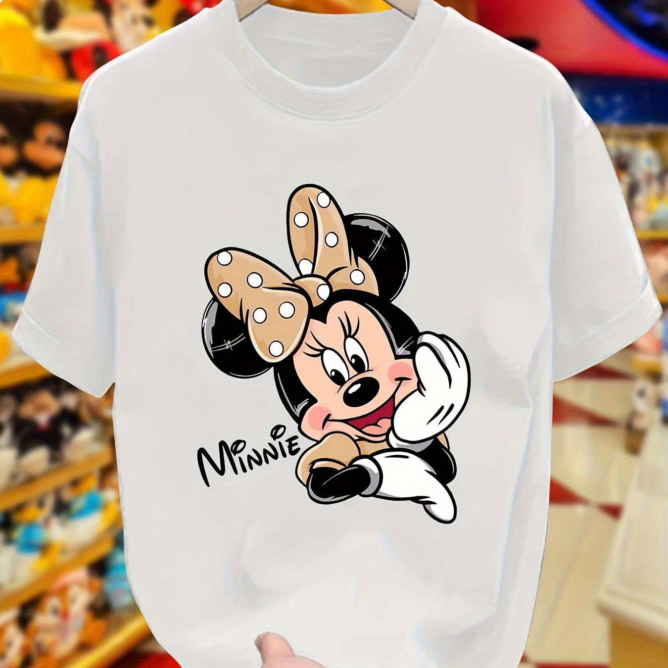 [Disney Mickey Tee] Disney 100% Cotton Women's Mickey & Minnie Mouse Graphic T-Shirt | Loose Fit Short Sleeve Round Neck Casual Tee for All-Season Comfort, Machine Washable Clothing
