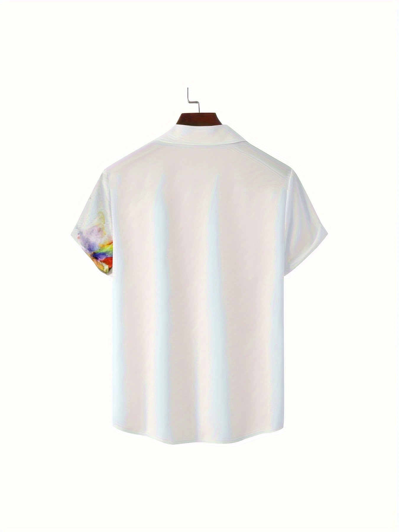 White Parrot Seaside Refreshing Short-Sleeved Summer Swimming Lapel Mix Fashion Sunny Gentleman Wind Europe And The United States Men'S Fashion, Leisure, Personality Lapel Collision Color Horizontal Mix