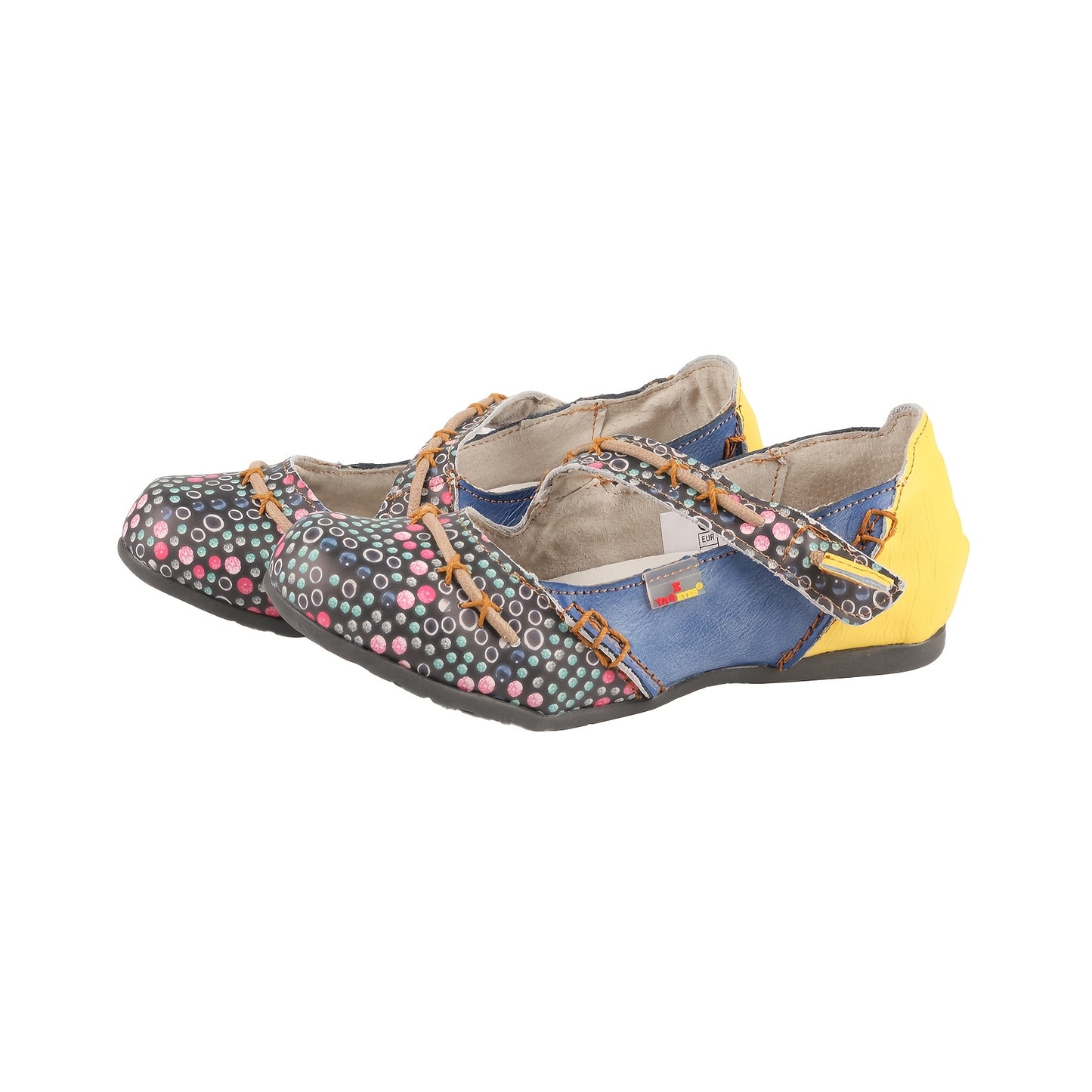 TMA EYES 2024 Women'S Slip-On Flat Shoes - Colorful Circular Print Cover Upper, Hand-Sewn Stitching, Non-Slip TPR Sole, Breathable Summer Casual Shoes for Casual Attire, Unique Shoe Design