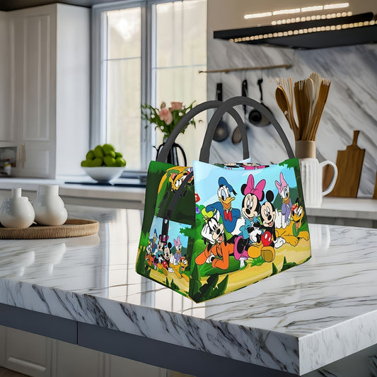 1pc Mickey Mouse & Donald Duck Insulated Lunch Bag - Reusable, Vibrant Character Design, Perfect for Home, Office, or Outdoor Use - Ideal Birthday or Holiday Gift for Friends and Family, Cartoon Lunch Bag