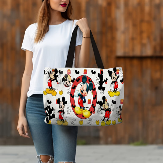 1pc Mickey Mouse Canvas Tote Bag - Leakproof, Reusable, Foldable Women'S Shopping And Travel Shoulder Bag Shopping Bag Is A Good Gift For Family And Friends