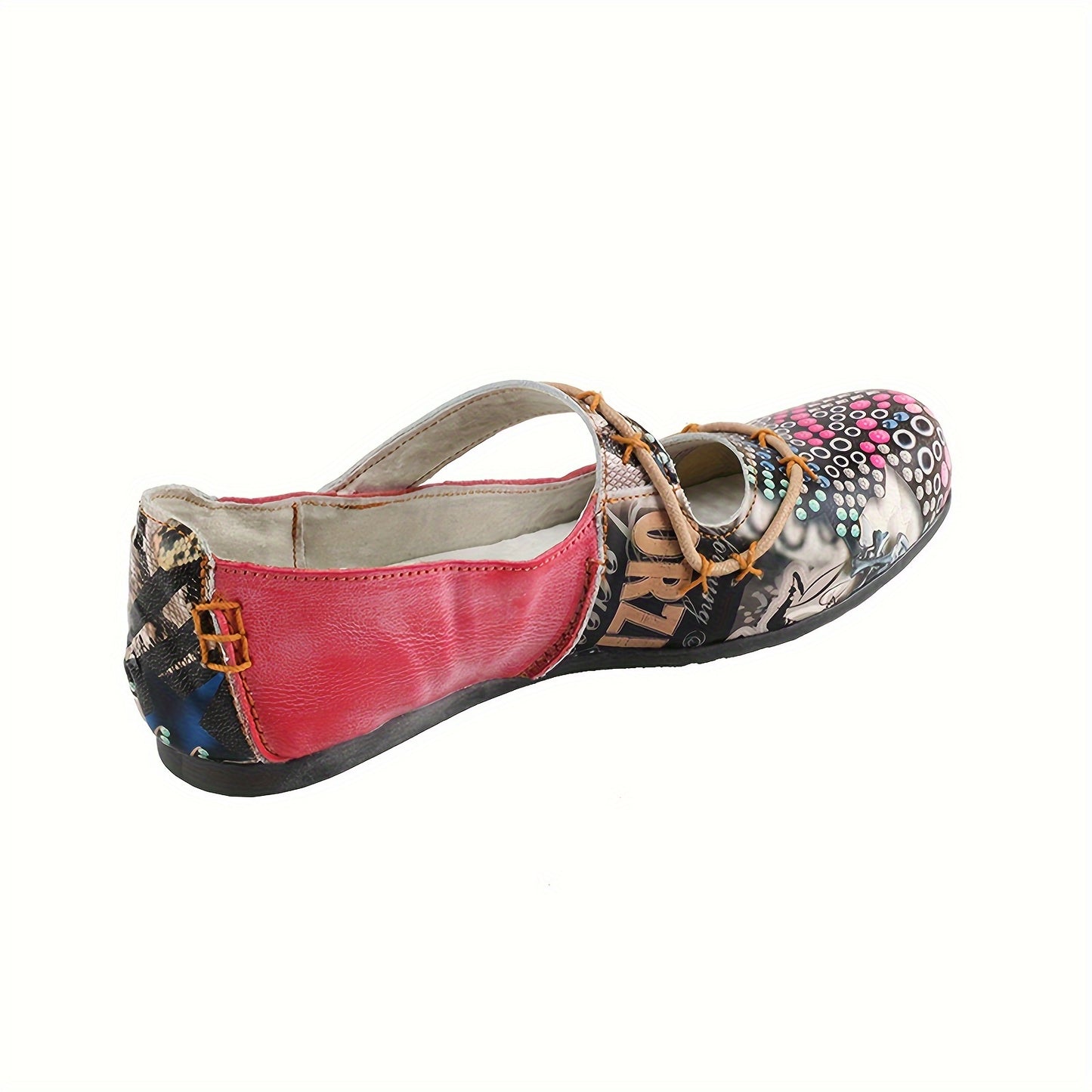 TMA EYES 2024 Women'S Slip-On Flat Shoes - Colorful Circular Print Cover Upper, Hand-Sewn Stitching, Non-Slip TPR Sole, Breathable Summer Casual Shoes for Casual Attire, Unique Shoe Design