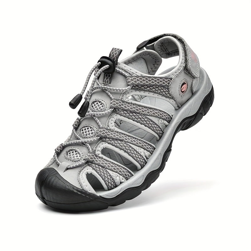 Women's Lightweight Closed-Toe Hiking Sandals - High Quality Leather Upper, Cushioned EVA Insole & Non-Slip Rubber Sole with Adjustable Bungee Laces for Summer Outdoor Activities, Beach, Hiking, Water Sports, Hiking Accessori