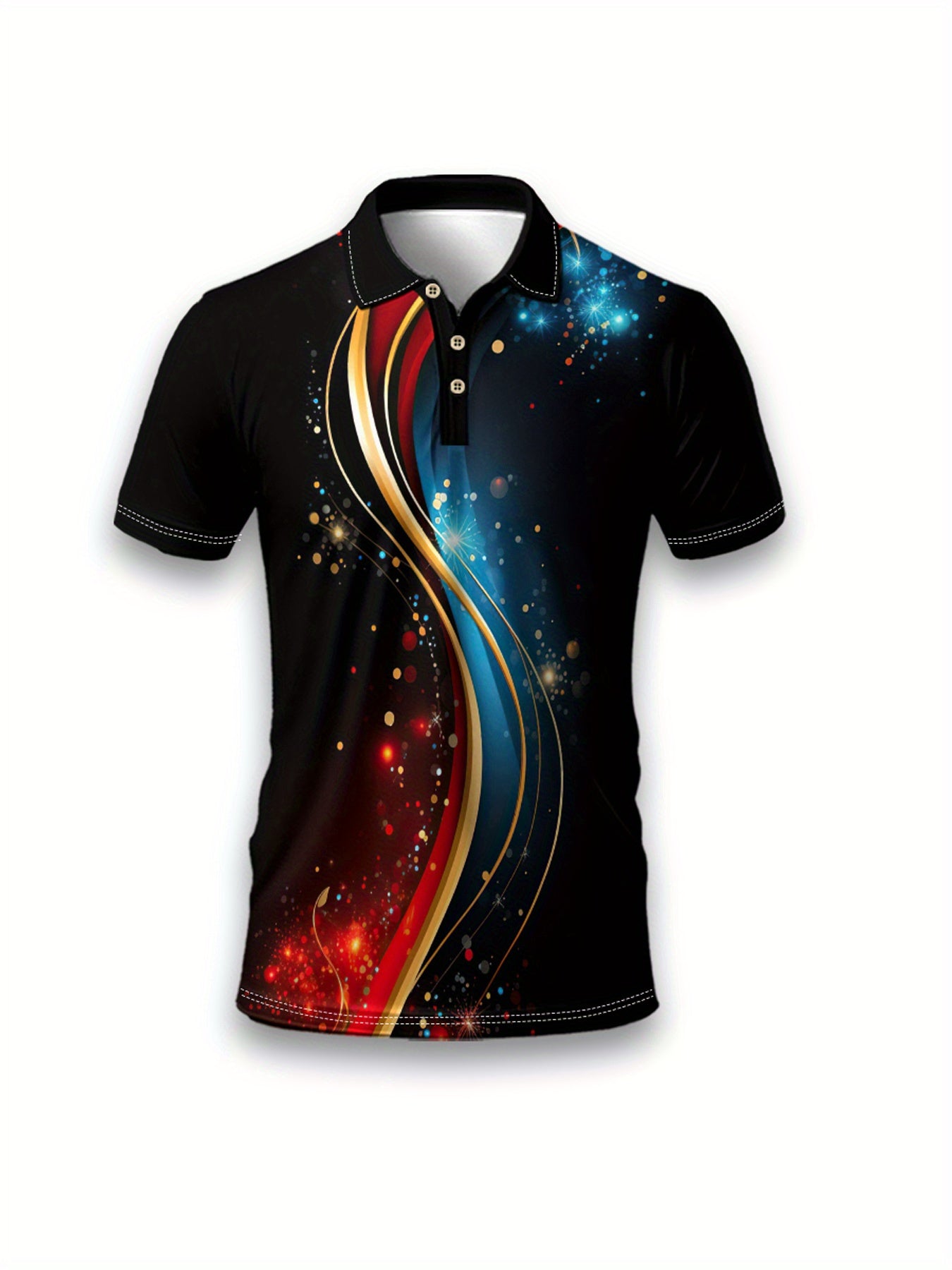 Men'S Colorful Light Dot Print Short Sleeve Sports POLO Shirt
