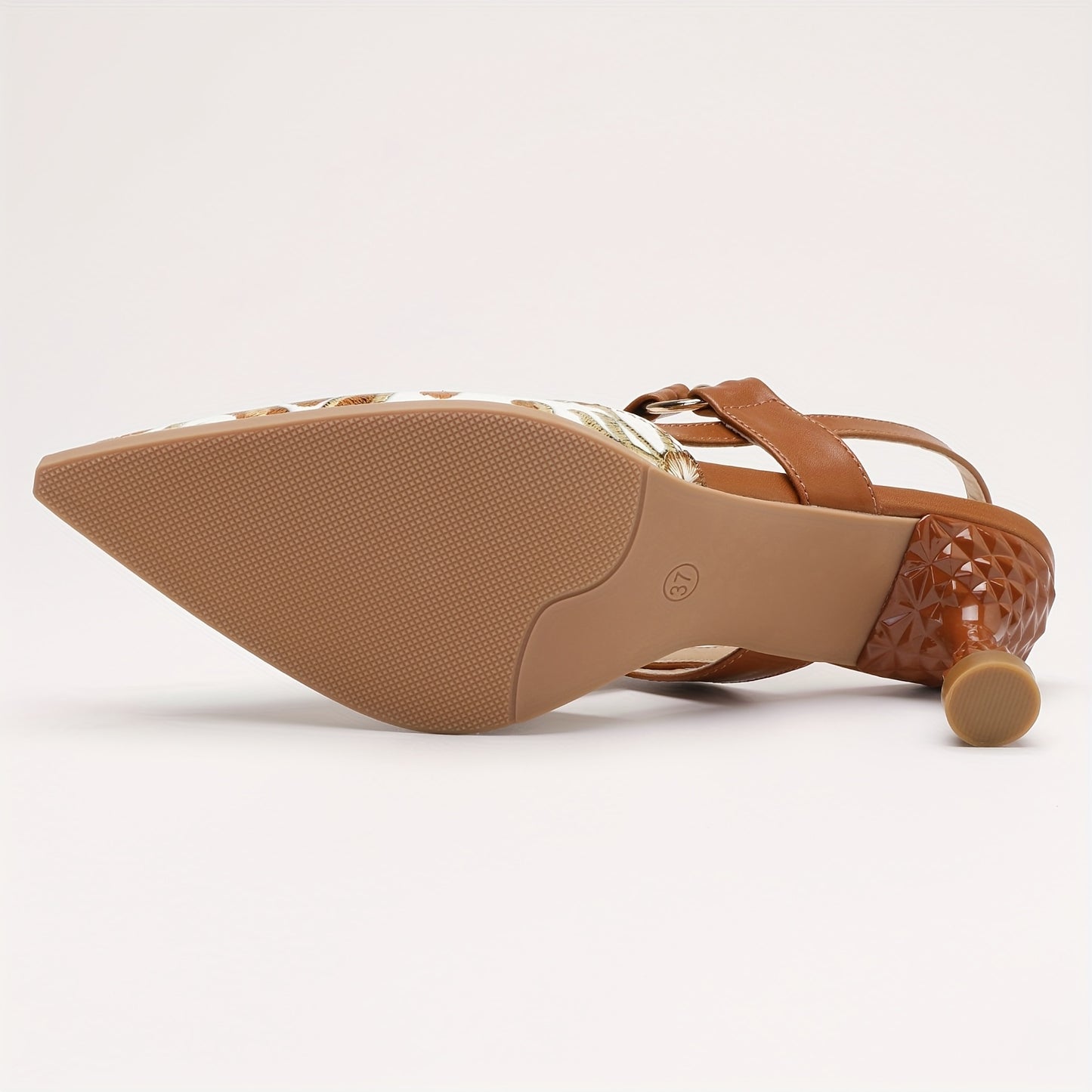 Women's Floral Print Pointed Toe Mid Heel Pumps Breathable Synthetic Cover Comfortable Block Heel TPU Sole Spring Summer Versatile Elegant Dress Shoes Semiformal Footwear Sophisticated Style Durable Footwear