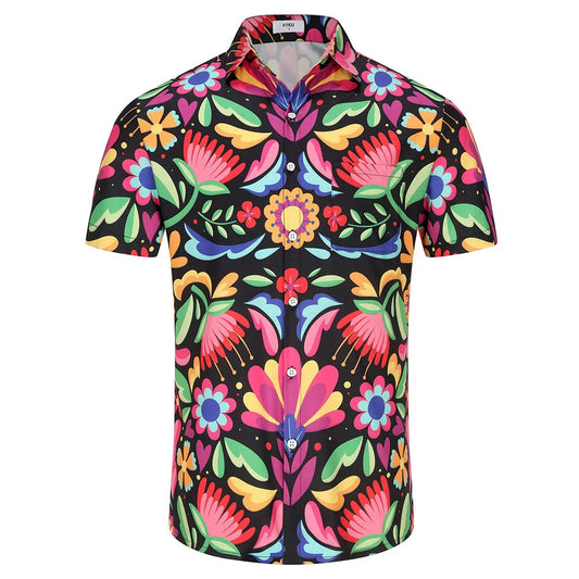 KYKU Mexico Shirt for Men Funny Beach Hawaiian Button Down Short Sleeve