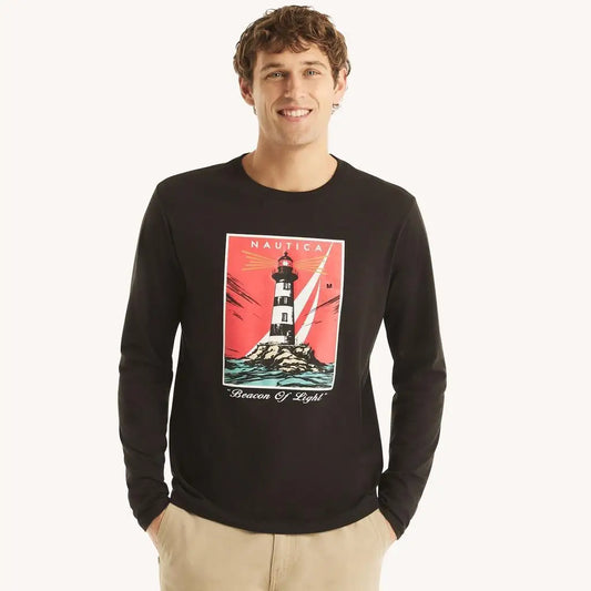 Nautica Men's Long Sleeve Graphic T-Shirt Casual Spring Wear