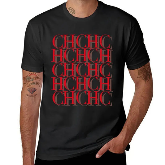 CHCH Men's Oversized Summer Print T-Shirt Casual O-Neck Cotton Tee