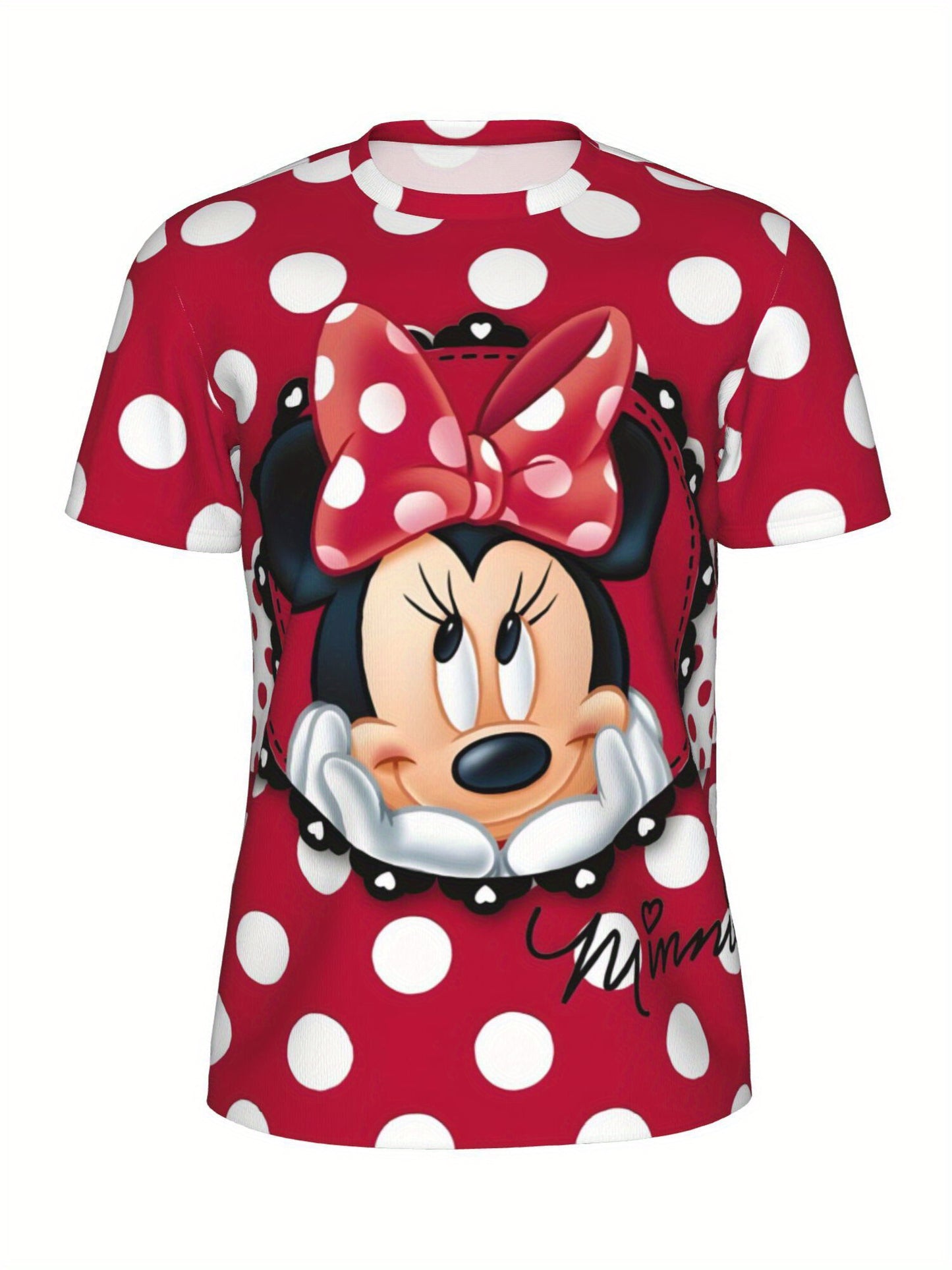 [Plus Size Minnie Mouse] Lightweight Breathable Plus Size Minnie Mouse T-Shirt | Short Sleeve, Round Neck, Casual Summer Top for Women, Perfect for Yoga, Sports, Outdoor Activities & Vacation
