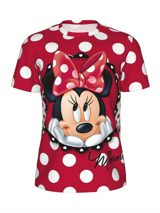 [Plus Size Minnie Mouse] Lightweight Breathable Plus Size Minnie Mouse T-Shirt | Short Sleeve, Round Neck, Casual Summer Top for Women, Perfect for Yoga, Sports, Outdoor Activities & Vacation