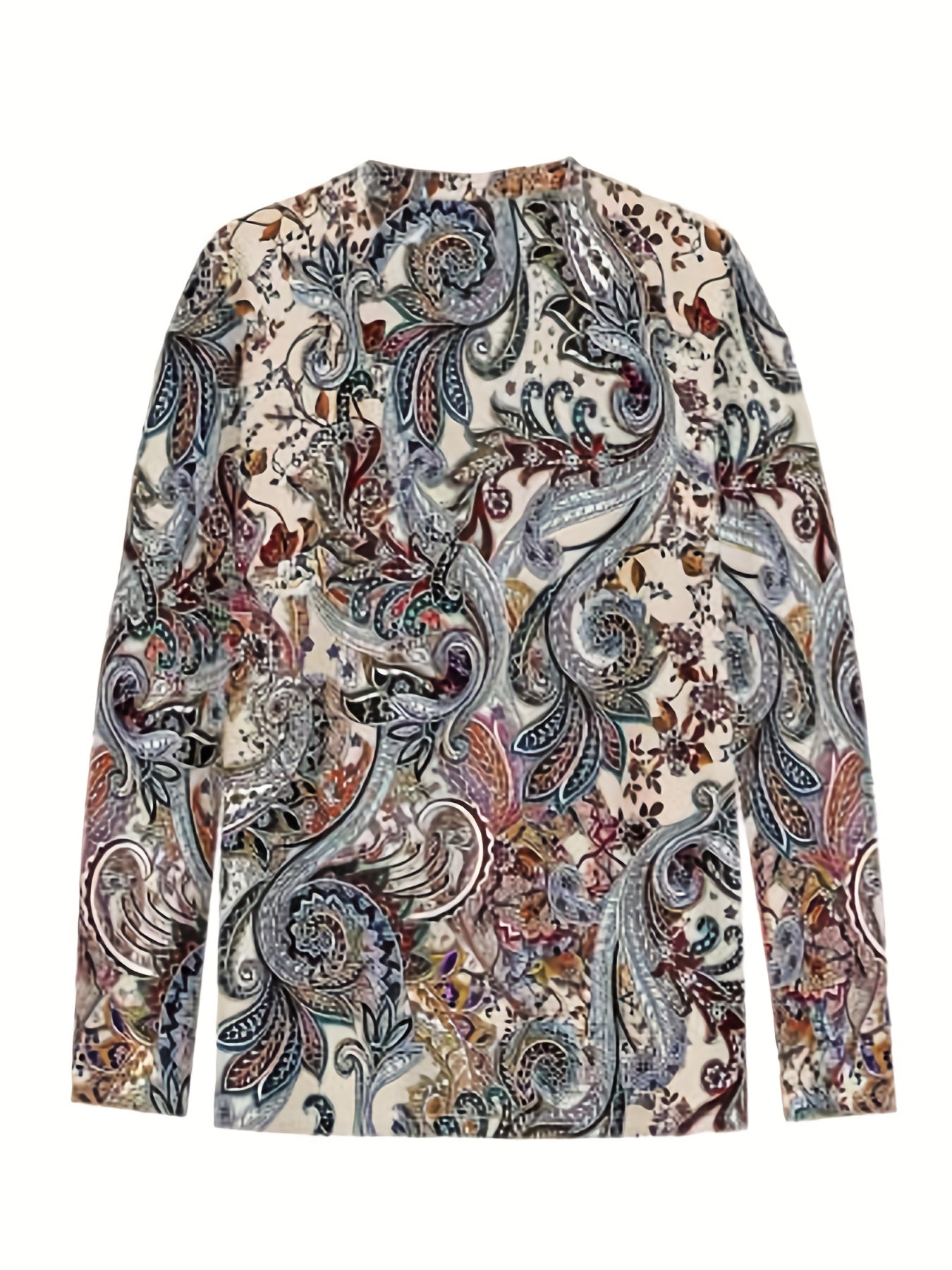 Women's Casual Floral Print Crew Neck Long Sleeve Top Breathable Polyester All-Season Comfort Vibrant Blue Red Orange Black White Purple