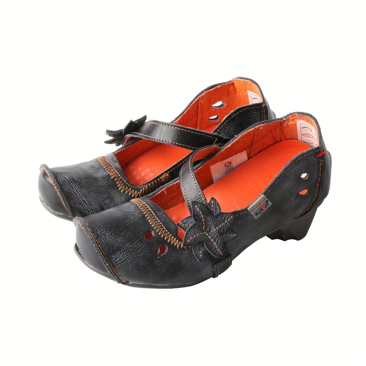 TMA EYES and MAIA Women's Hollow Coarse Heel Wide Foot Casual Breathable Strap Sandals