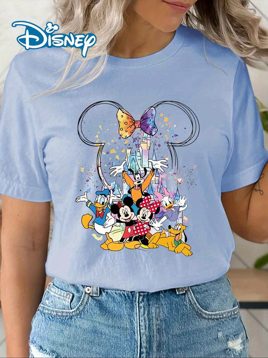 Lucky teacher orients Disney classic Mickey print ladies' T-shirts, fashionable short-sleeved T-shirts, casual short-sleeved T-shirts in spring and summer, ladies' clothes and the best choice for gifts.