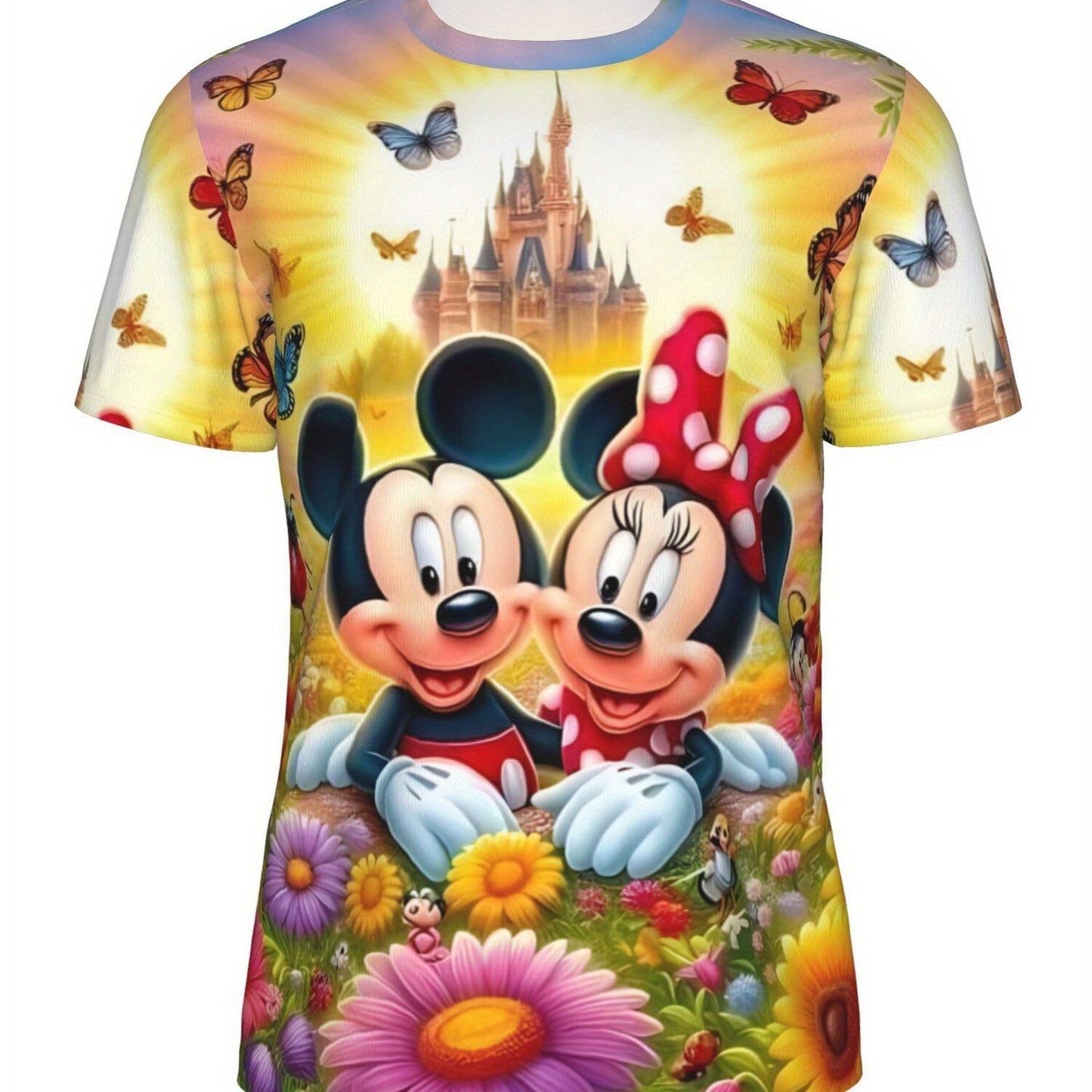 [Plus Size Women'S T-shirt] Disney Short Sleeved Lightweight Top Casual Shirt Suitable for Fitness, Yoga, Sports, Outdoor Activities Summer Vacation Clothing Mickey Mouse